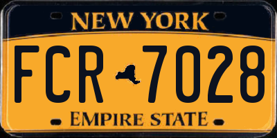 NY license plate FCR7028