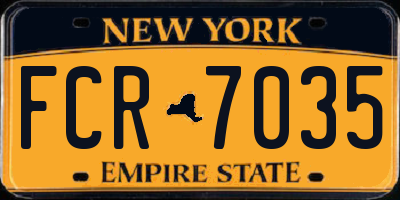NY license plate FCR7035