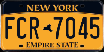 NY license plate FCR7045