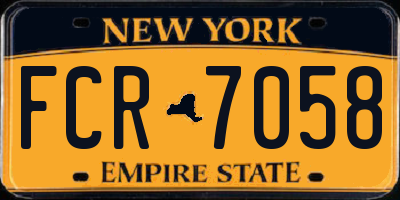 NY license plate FCR7058