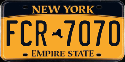 NY license plate FCR7070