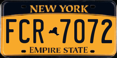 NY license plate FCR7072