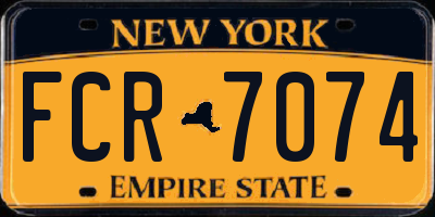 NY license plate FCR7074