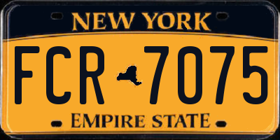 NY license plate FCR7075