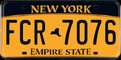 NY license plate FCR7076