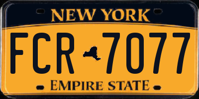 NY license plate FCR7077