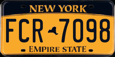 NY license plate FCR7098