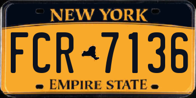 NY license plate FCR7136