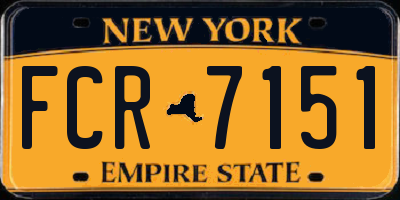NY license plate FCR7151