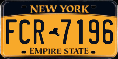 NY license plate FCR7196