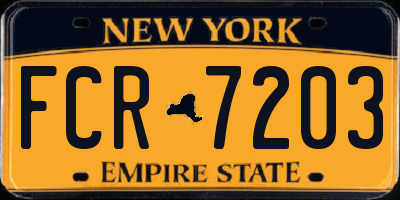 NY license plate FCR7203
