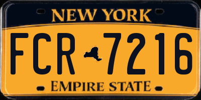 NY license plate FCR7216