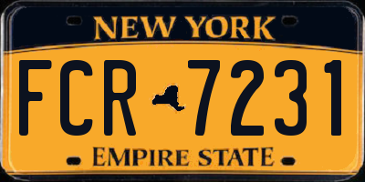 NY license plate FCR7231