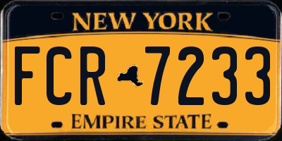 NY license plate FCR7233
