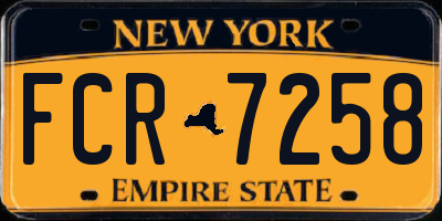 NY license plate FCR7258