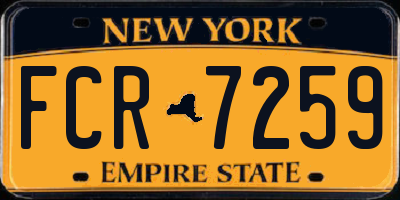 NY license plate FCR7259