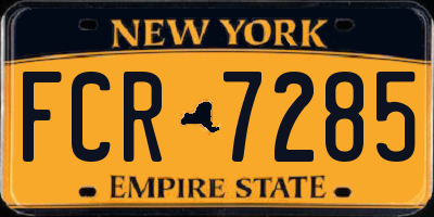 NY license plate FCR7285