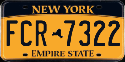 NY license plate FCR7322