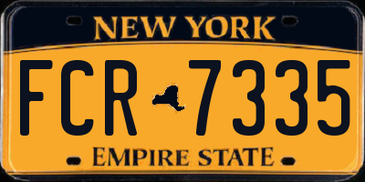 NY license plate FCR7335