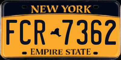 NY license plate FCR7362