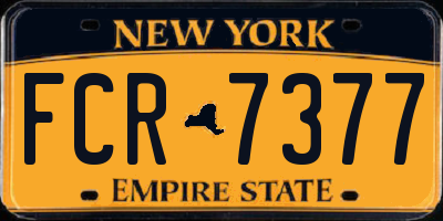 NY license plate FCR7377