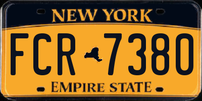 NY license plate FCR7380