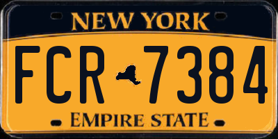 NY license plate FCR7384