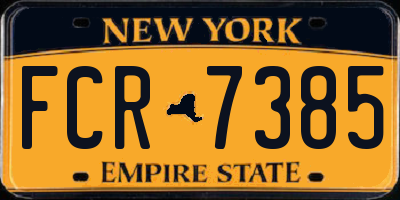 NY license plate FCR7385
