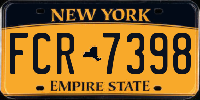 NY license plate FCR7398