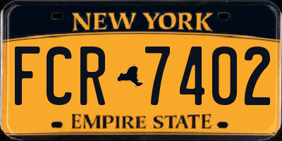 NY license plate FCR7402