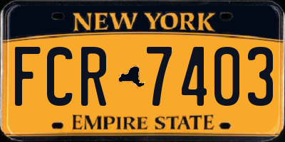 NY license plate FCR7403