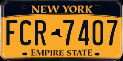 NY license plate FCR7407
