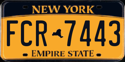 NY license plate FCR7443