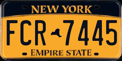 NY license plate FCR7445