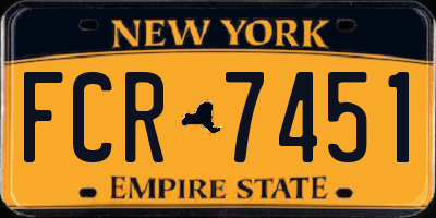 NY license plate FCR7451