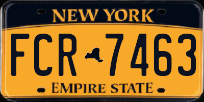 NY license plate FCR7463