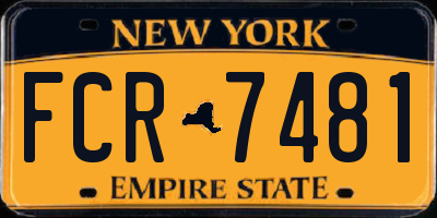 NY license plate FCR7481