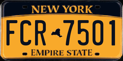 NY license plate FCR7501