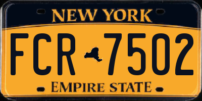 NY license plate FCR7502