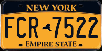NY license plate FCR7522