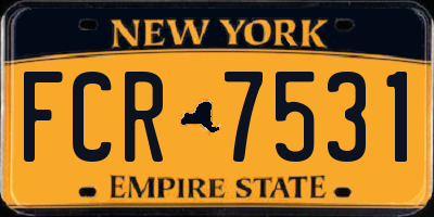 NY license plate FCR7531