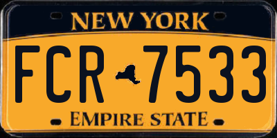 NY license plate FCR7533