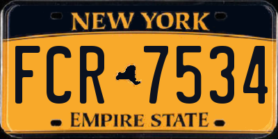 NY license plate FCR7534