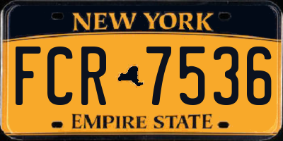 NY license plate FCR7536