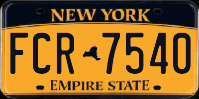 NY license plate FCR7540