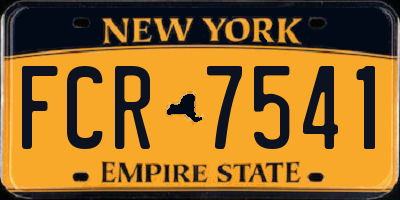 NY license plate FCR7541