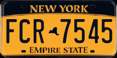 NY license plate FCR7545
