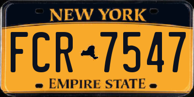 NY license plate FCR7547