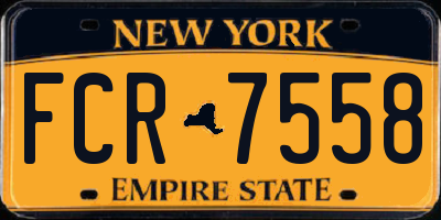 NY license plate FCR7558