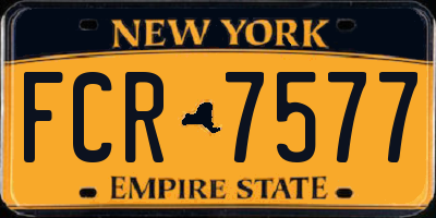 NY license plate FCR7577